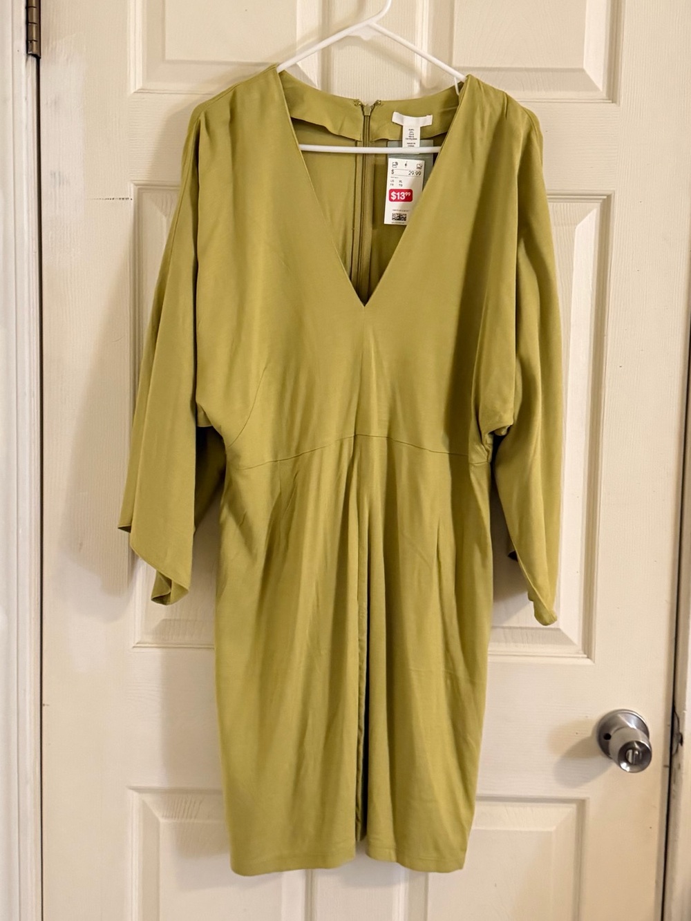 H&M Olive Green V-Neck Long Sleeve Dress